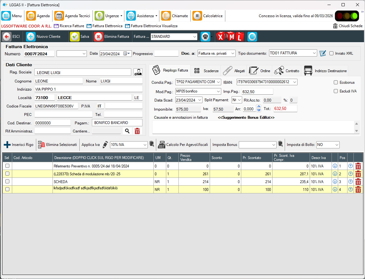 Generazione di fatture elettroniche in formato XML